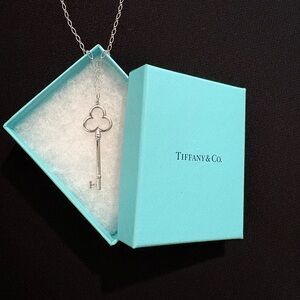 Tiffany & Co. Silver Clover Key Charm Necklace